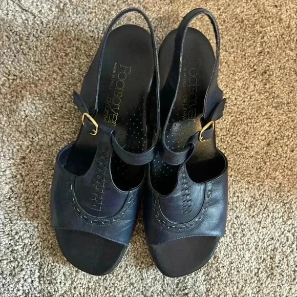 Bon Voyage Made In Italy Leather Navy Blue Sandals Size 10 - Picture 5 of 9